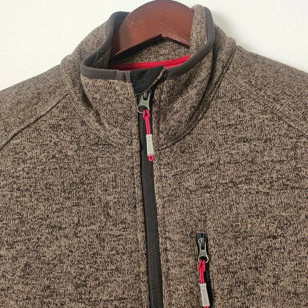 Orvis Sweater Fleece Vest Brown Medium Full Zip Outdoor Gorpcore Hiking Layering